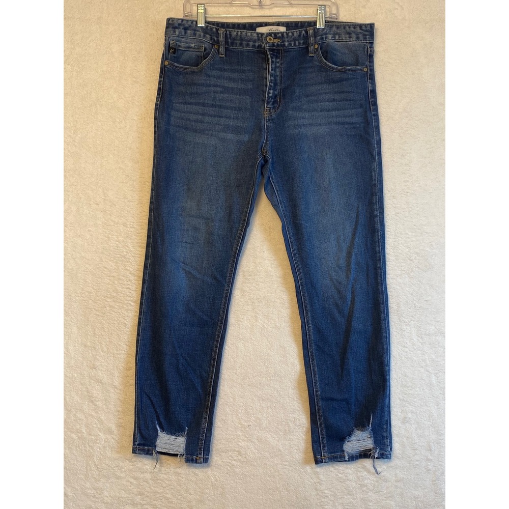 KanCan Distressed Bootcut Jeans Blue Wash Denim Size 15 31